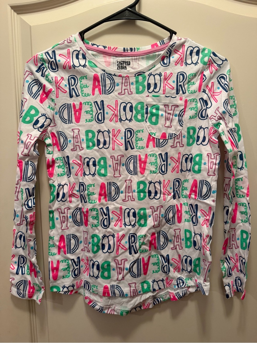 NWOT Spotted Zebra Girls' Long Sleeve 'Read a Book' Graphic Tee - White Multi - Picture 2 of 6